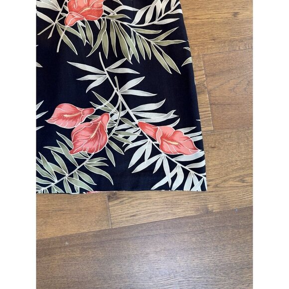 Vintage Tommy Bahama BlackFloral 100% Silk Dress Size 4 - Picture 4 of 10